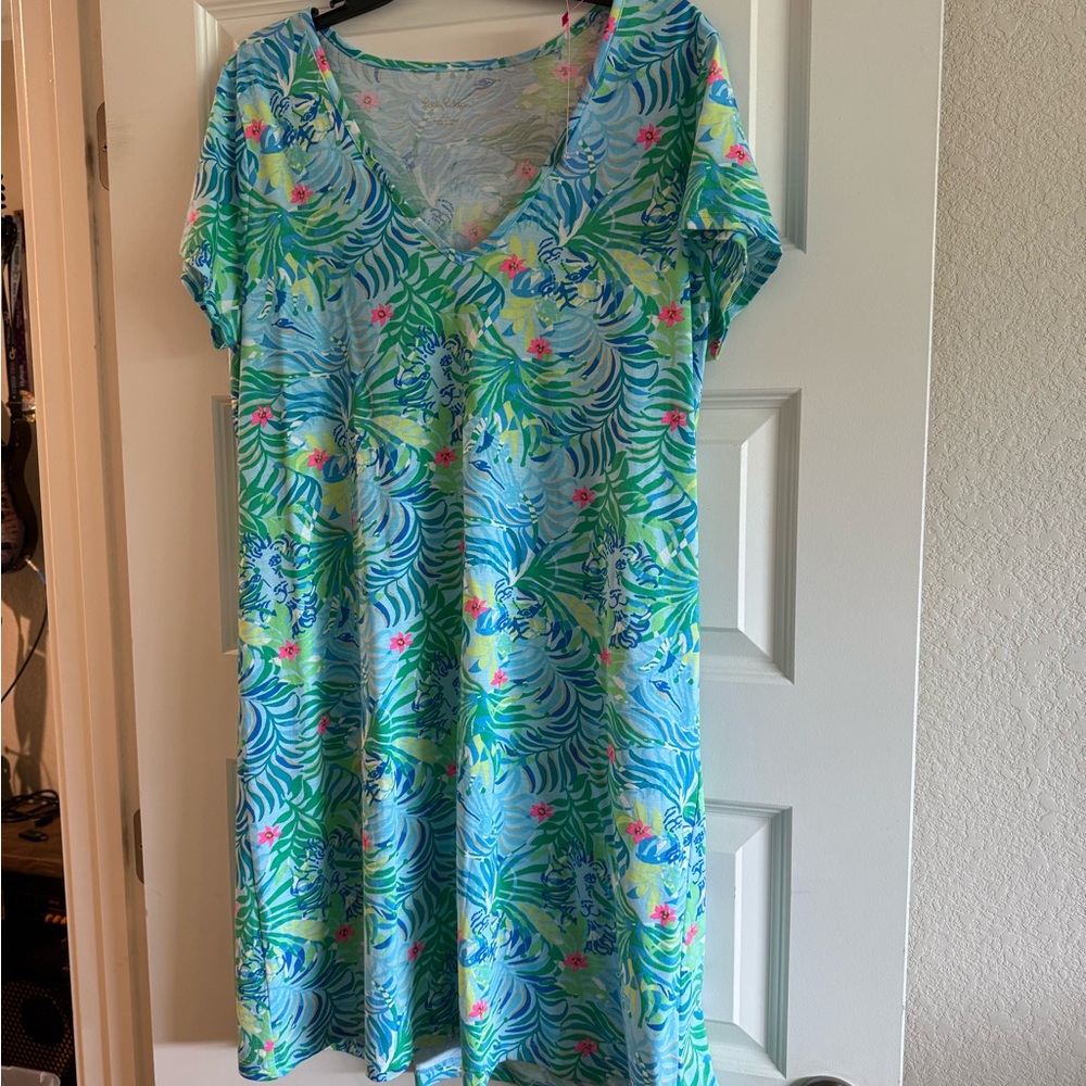 Lilly Pulitzer Vibrant Blue and Green Midi Dress